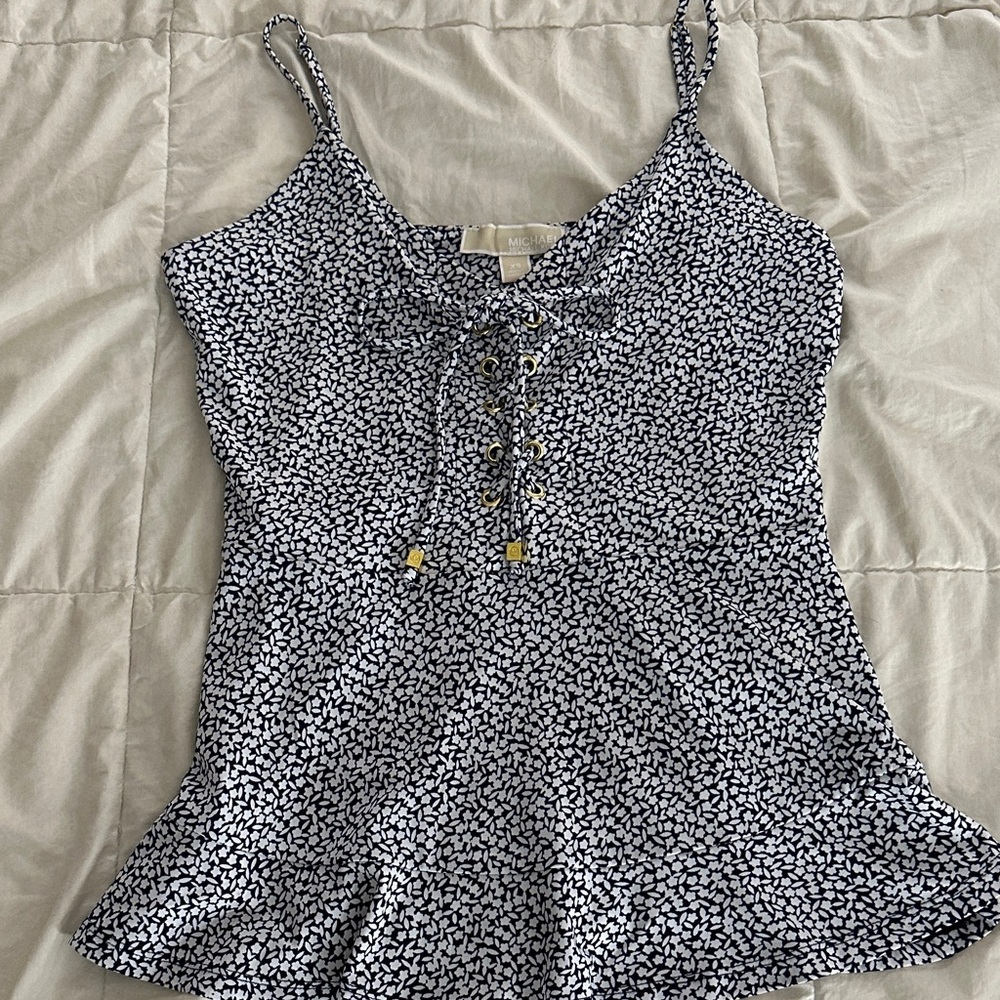 Michael Kors Navy and White Patterned Camisole